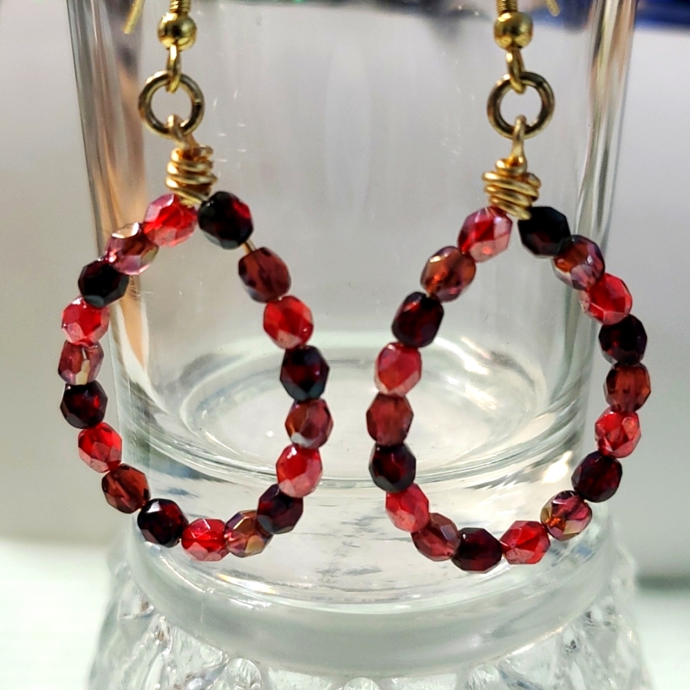 Red Crystal Hoop Earrings!